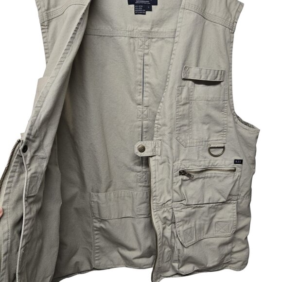 5.11 Tactical Khaki Utility Vest Mens L Cargo Pockets Safari Hiking Gorpcore - Picture 6 of 9